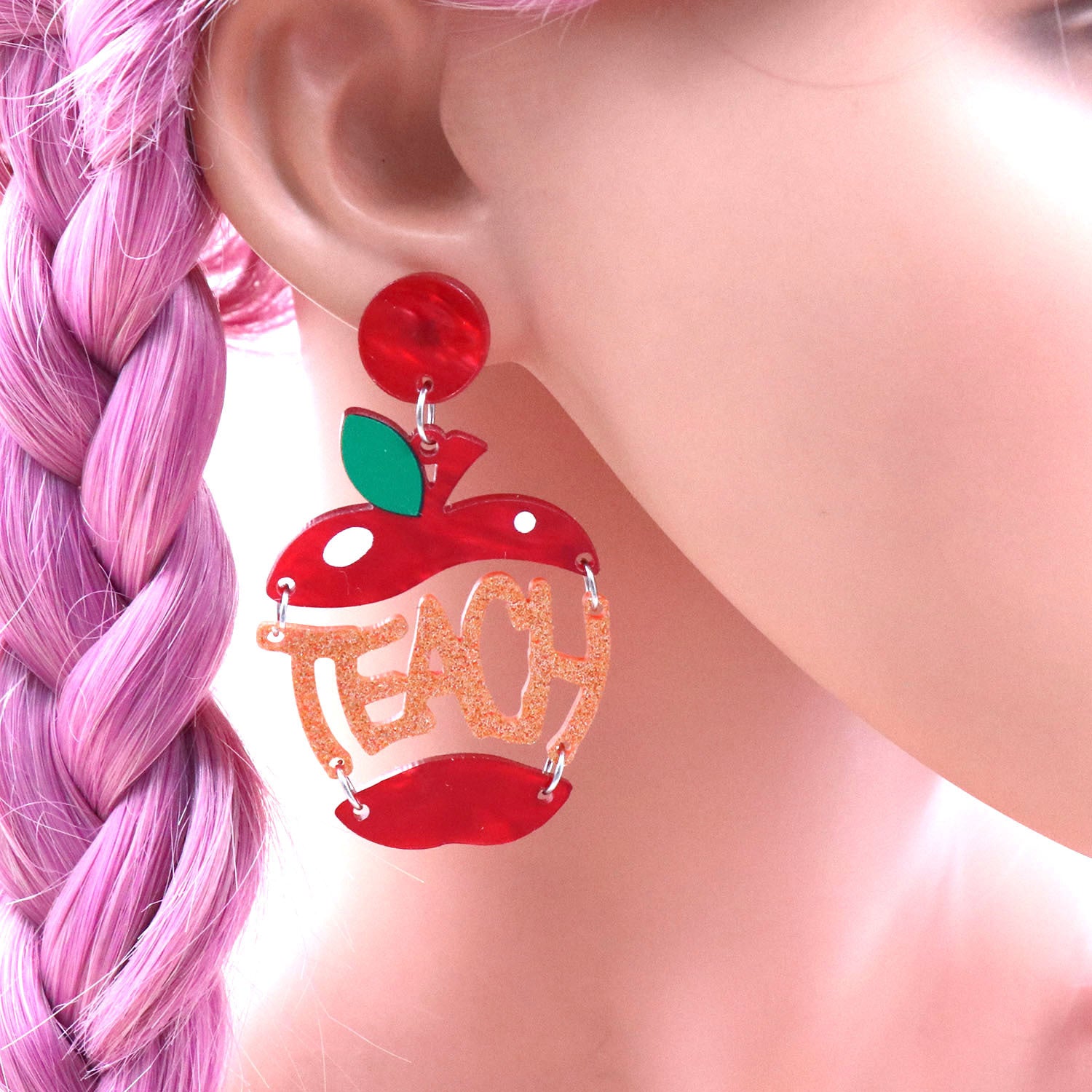 Wholesale Christmas Teacher Letter Apple Earrings